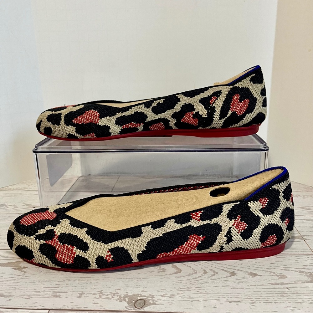 Rothy's The Flat Red Cat Womens 6.5 Wildcat Leopard Sustainable Ballet Office